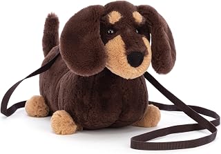 Jellycat Otto Sausage Dog Plush Bag, 8.5 inches - Crossbody and Shoulder Purse - Fun and Unique Handbag