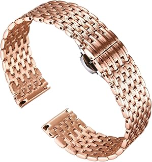 BINLUN Mesh Stainless Steel Watch Band, Ultra Thin Polished Replacement Bracelets with Butterfly Buckle for Men Women, 12/14/16/18/20/22mm
