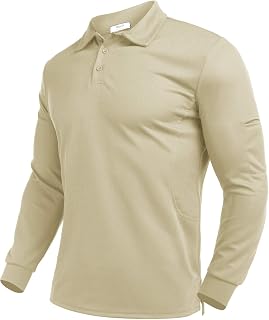 Deyeek Mens Long Sleeve Polo Golf Polo Shirt For Men Quick Dry Protection Polo Casual Polo Collar