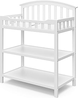 Graco Changing Table with Water-Resistant Changing Pad, White | GREENGUARD Gold Certified Nursery Changing Table, Includes Water-Resistant Changing Pad, 2 Shelves for Storage and Organizing