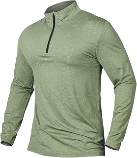 CARWORNIC Men's Active Sports Shirts 1/4 Zip Long Sleeve Running T-Shirts Quick-Dry Pullover Tops Outdoor Polo Shirts