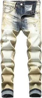 JUNBAOSS Men's Slim Fit Stretch Jeans Ripped Skinny Jeans for Men Distressed Straight Leg Fashion Comfortable Flex Waist Pants