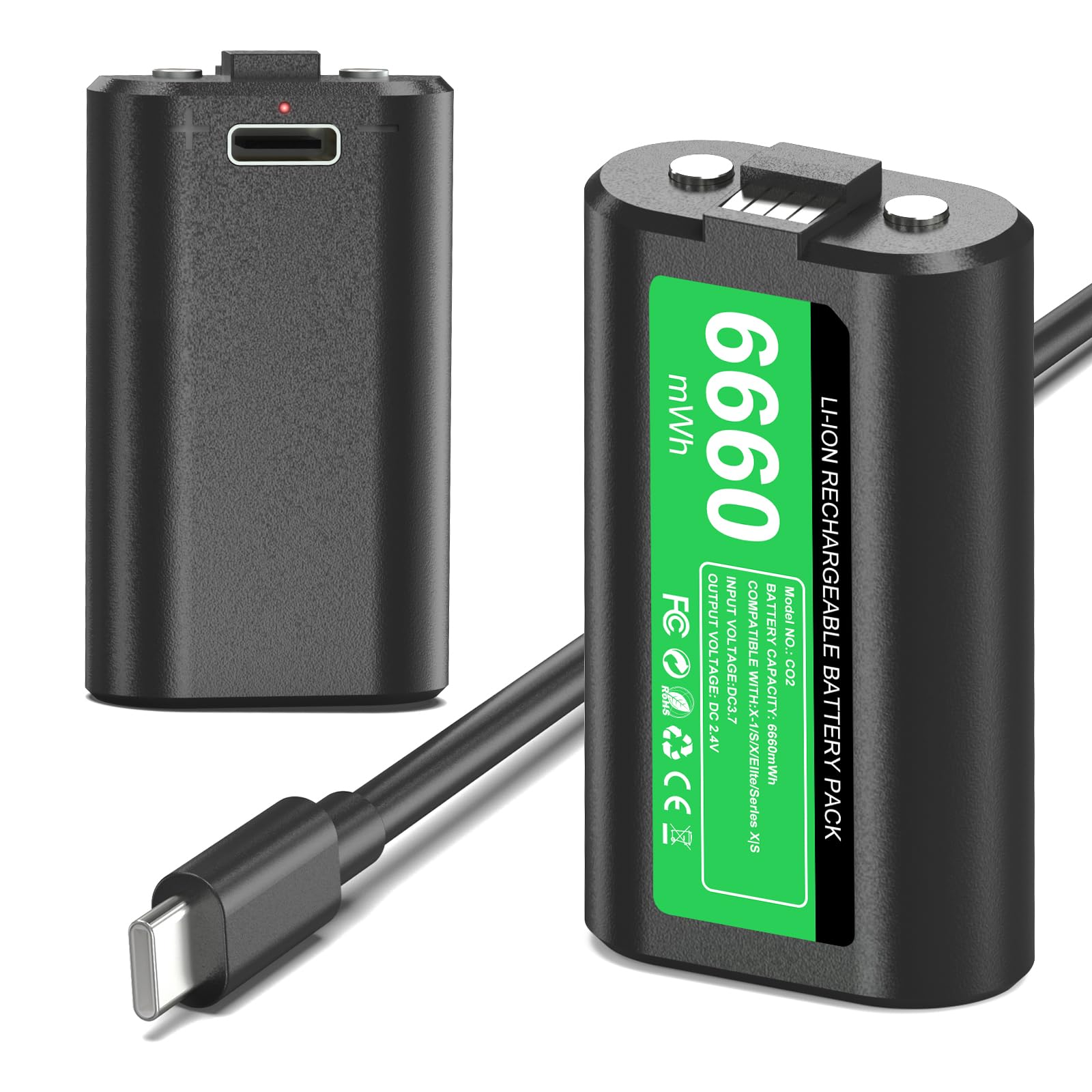 GKHERD Rechargeable Controller Battery Pack for Xbox One/Xbox Series X|S, 2x6660