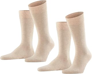 FALKE Mens Happy 2-Pack Socks Breathable Cotton Flat Seam Extra Soft Reinforced Toe No Pressure for Business Casual Looks Multipack 2 Pairs