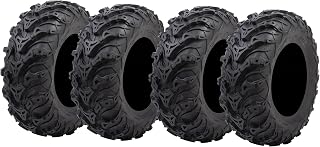 Tusk Mud Force ATV Tire Set - 25x8-12 Front, 25x10-12 Rear, Set of 4 | Durable Off-Road Quad Tires; Wide Tread Voids, Connected Lug Design; 6-Ply Rated, 3/4in Tread Depth