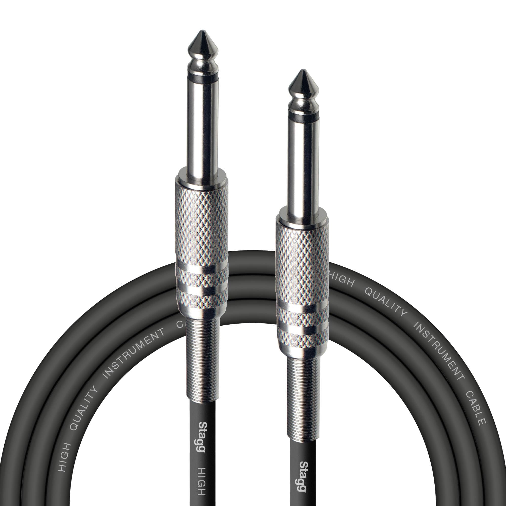 Stagg Instrument Cable, High Quality Jack, Straight - Deluxe, 3 m, Tablet Black