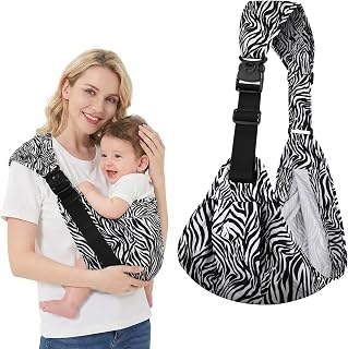 AYESY Baby Carrier, Portable Toddler Sling Carrier with Adjustable Thick Shoulder Straps, Soft Baby Sling for Newborn Up to 3-24 Months, Breathable and Comfortable(Zebra)