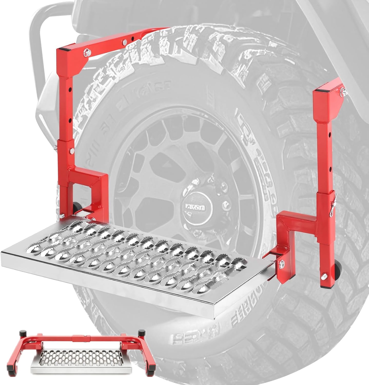 Heavy Duty Folding Tire Step for Truck SUV RV, Adjustable Tire Mounted Step | Tr