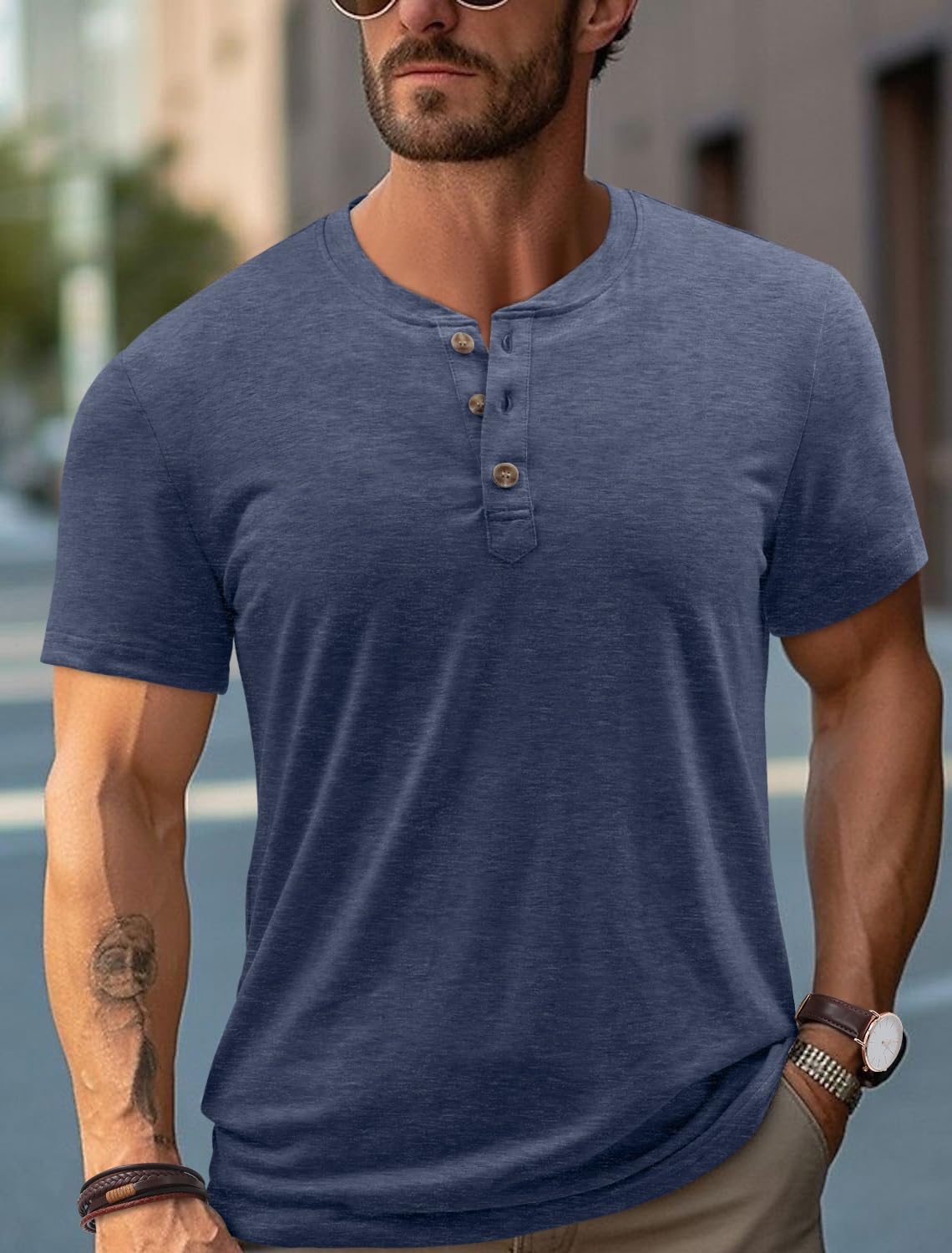 Men's Summer Knitted Shirt Fashion Button Down Short Sleeve Button Down Tee Top