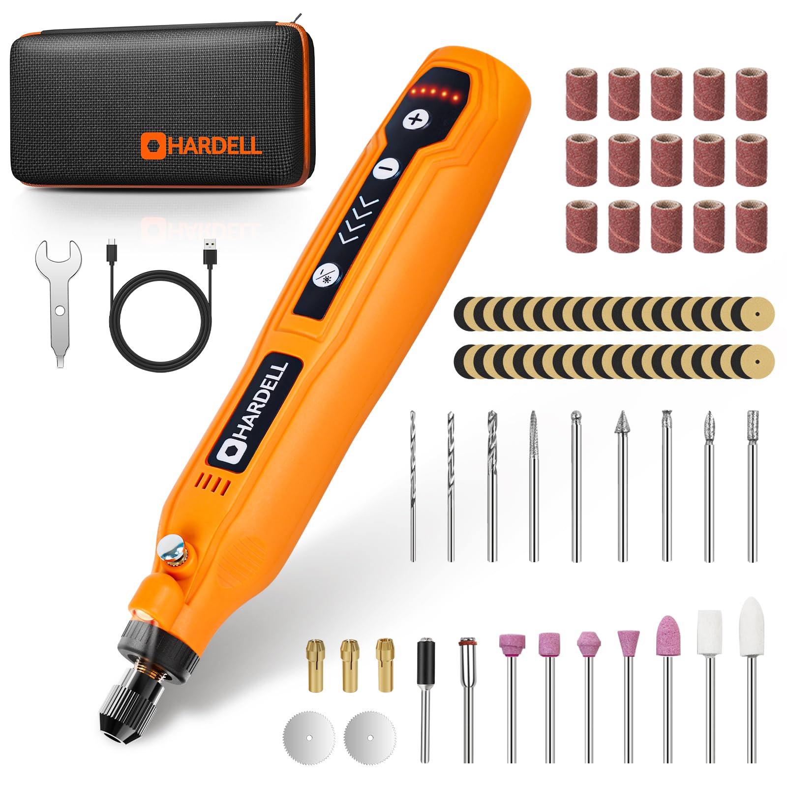 HARDELL Mini Cordless Rotary Tool, 5-Speed 69pcs Kit for 3D Printer Sanding | 50
