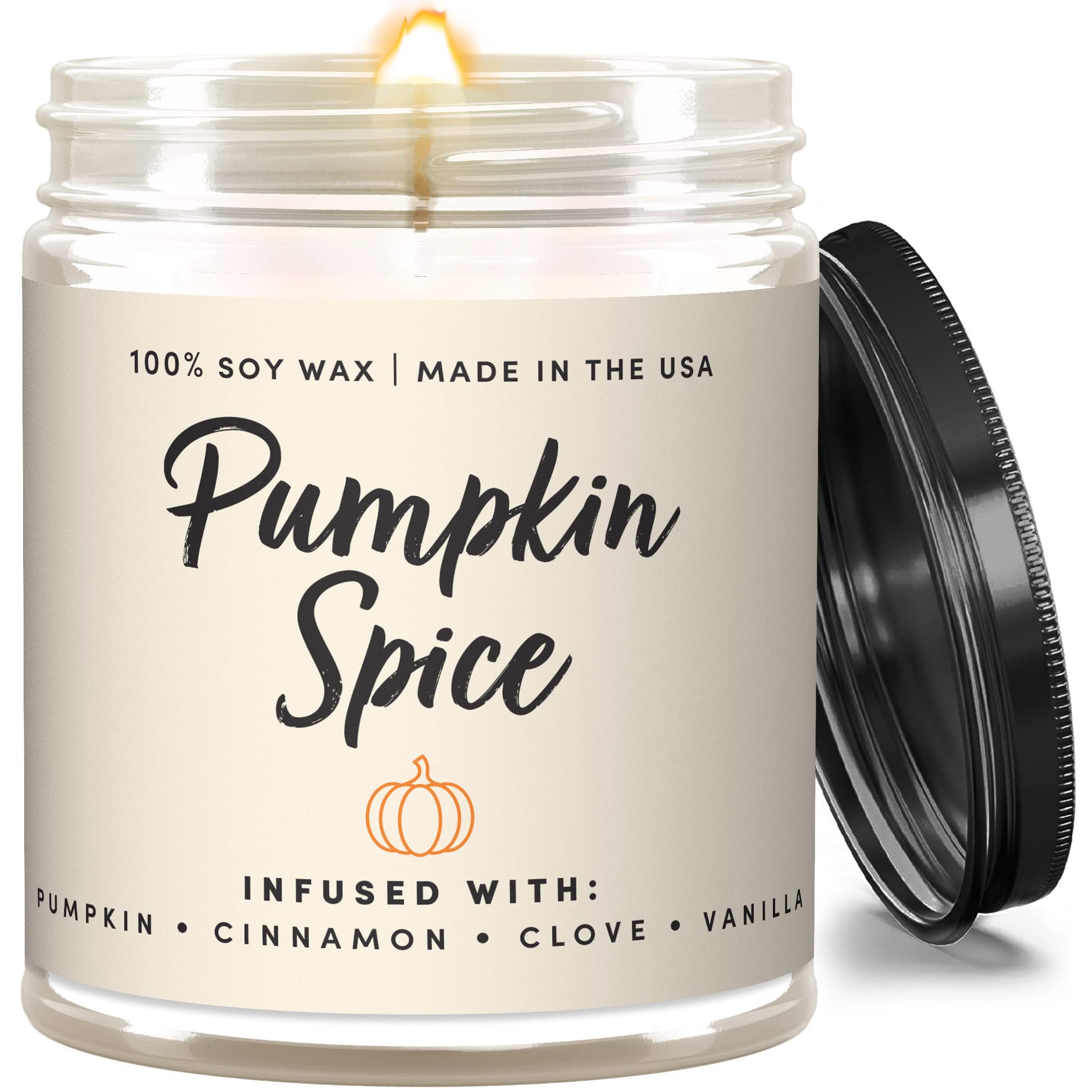 Wax & Wit Pumpkin Spice Fall Candles for Home, 9 oz Scented Soy Jar | 100% Soy W