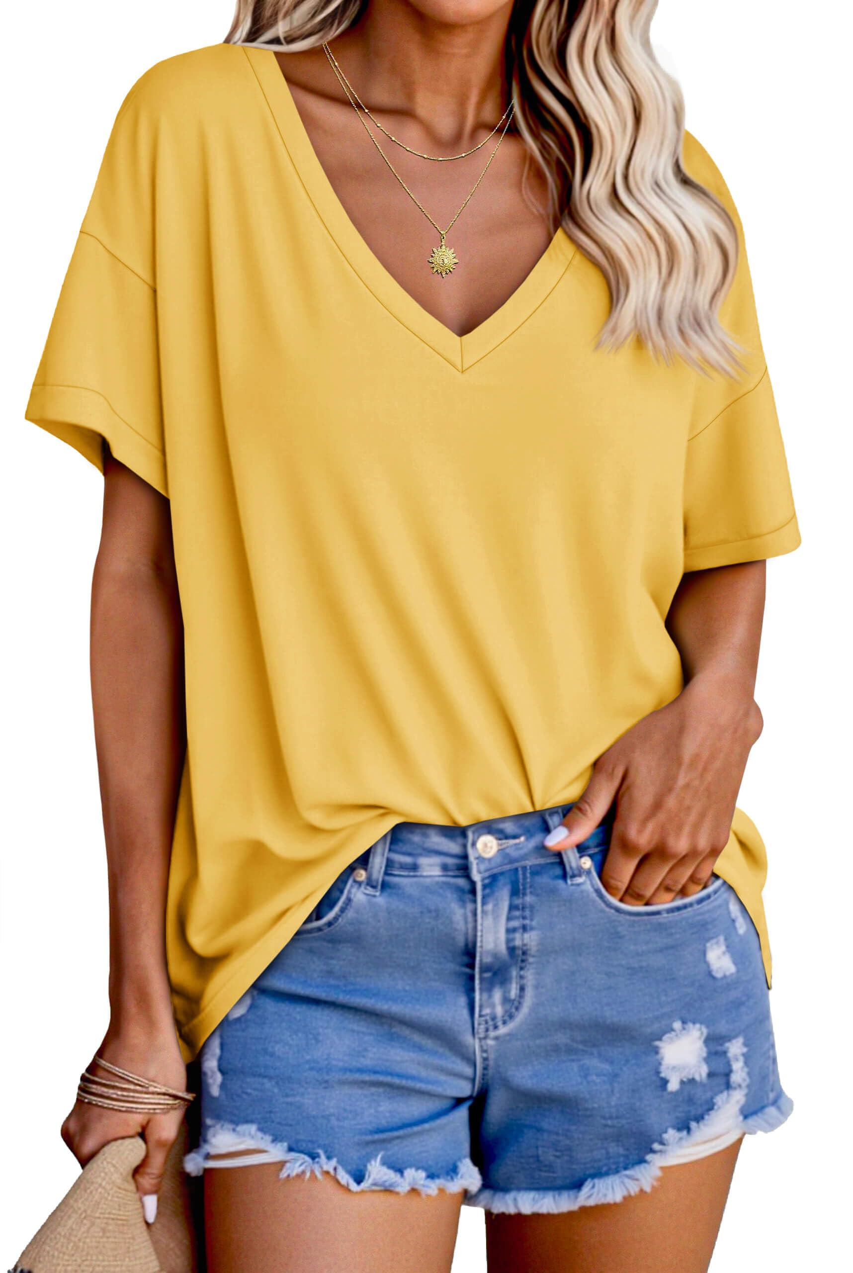 Tankaneo Oversized Short Sleeve T Shirts for Women Loose Fit