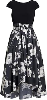 Gina Bacconi Jersey and Jacquard Printed Dress, Black/Ivory, 22