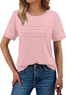 BLMFAION Women Summer Dressy Casual Tshirt Tops Loose Fit Short Sleeve Top