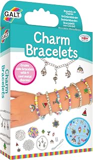 Galt Charm Bracelets, Kids Craft Kit, Bracelet & Jewellery Making - Age 8 + | With Colourful Beads and 9 Clip-On Metal Charms - Fun Childrens Arts and Crafts Set - Create 7 Bracelets - Ages 8 Years Plus