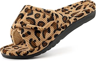 Litfun Orthopedic House Slippers for Women with Adjustable Arch Support, Indoor Slippers Open Toe Corduroy