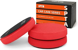 Red T10 Ultra-Fine Finishing Polishing Pad, SPTA 3Pcs 6.5 Inch Face for 6 Inch 150mm Backing Plate Compound Buffing Sponge Pads for Car Buffer Polisher Compounding, Polishing and Waxing -X00224R6B3
