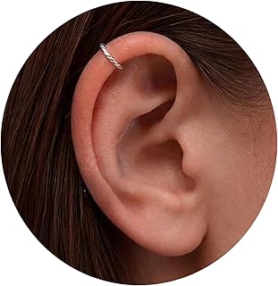 Cartilage Earring Hoop - 925 Silver 20G Helix Piercing Ear Ring - White Opal Helix Piercing Earring