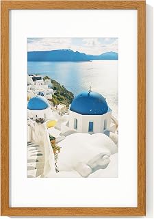 Axeman 11x17 Picture Frame with Mat for 8x12 - Solid Teak Wood Poster Frame with Tempered Glass, Wooden 11''x17'' Photo Frame for Home Decor Art Photo and Prints with Hooks, Natural Teak