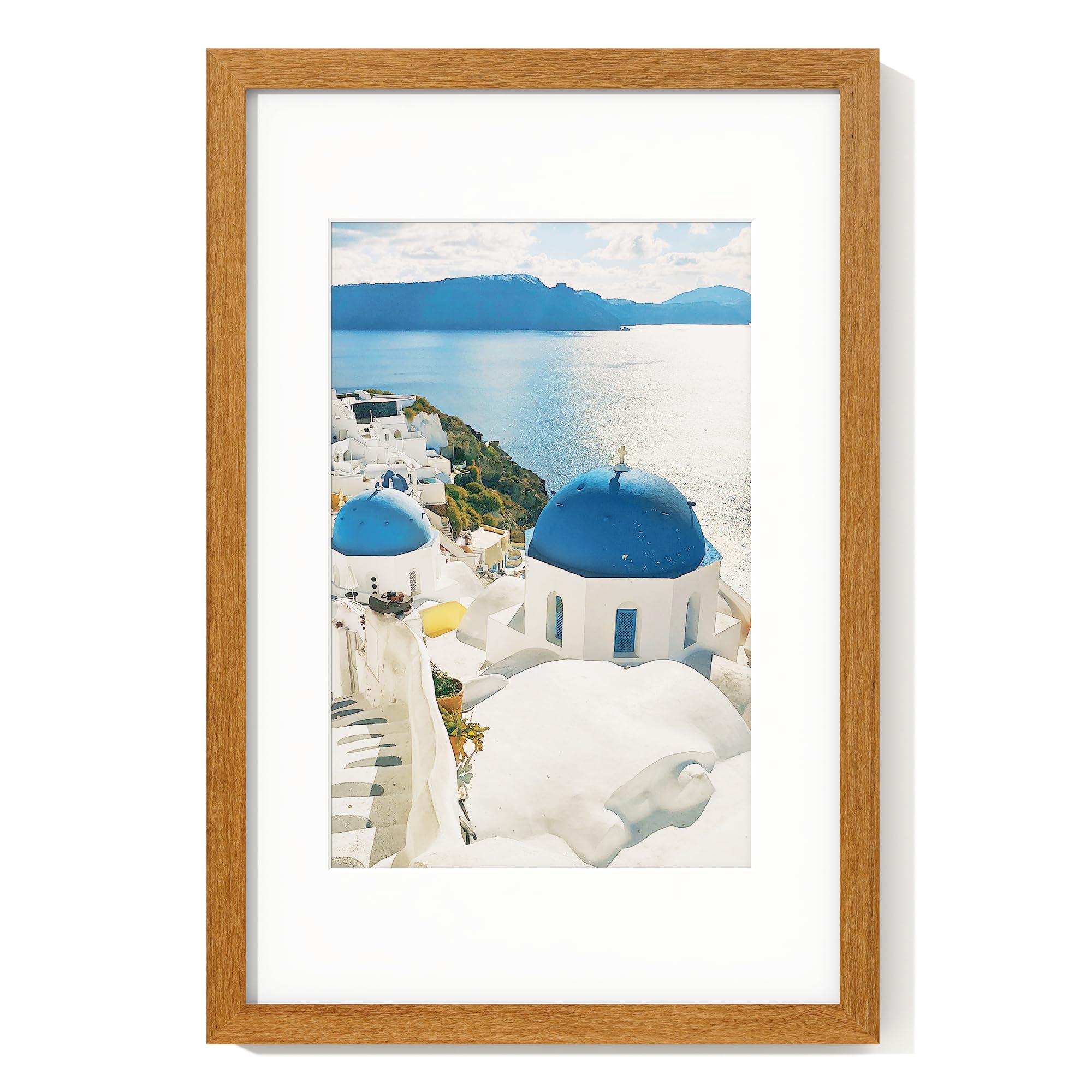 Axeman 11x17 Picture Frame with Mat for 8x12 - Solid Teak Wood Poster Frame with