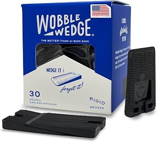 Wobble Wedge Rigid Heavy Duty Plastic Shims for Leveling, Black, 30 Pack | Rigid High Density Plastic Shims Hold Over 2000Lbs, Stack to Level Furniture and Appliances, Indoor and Outdoor Use, USA Made