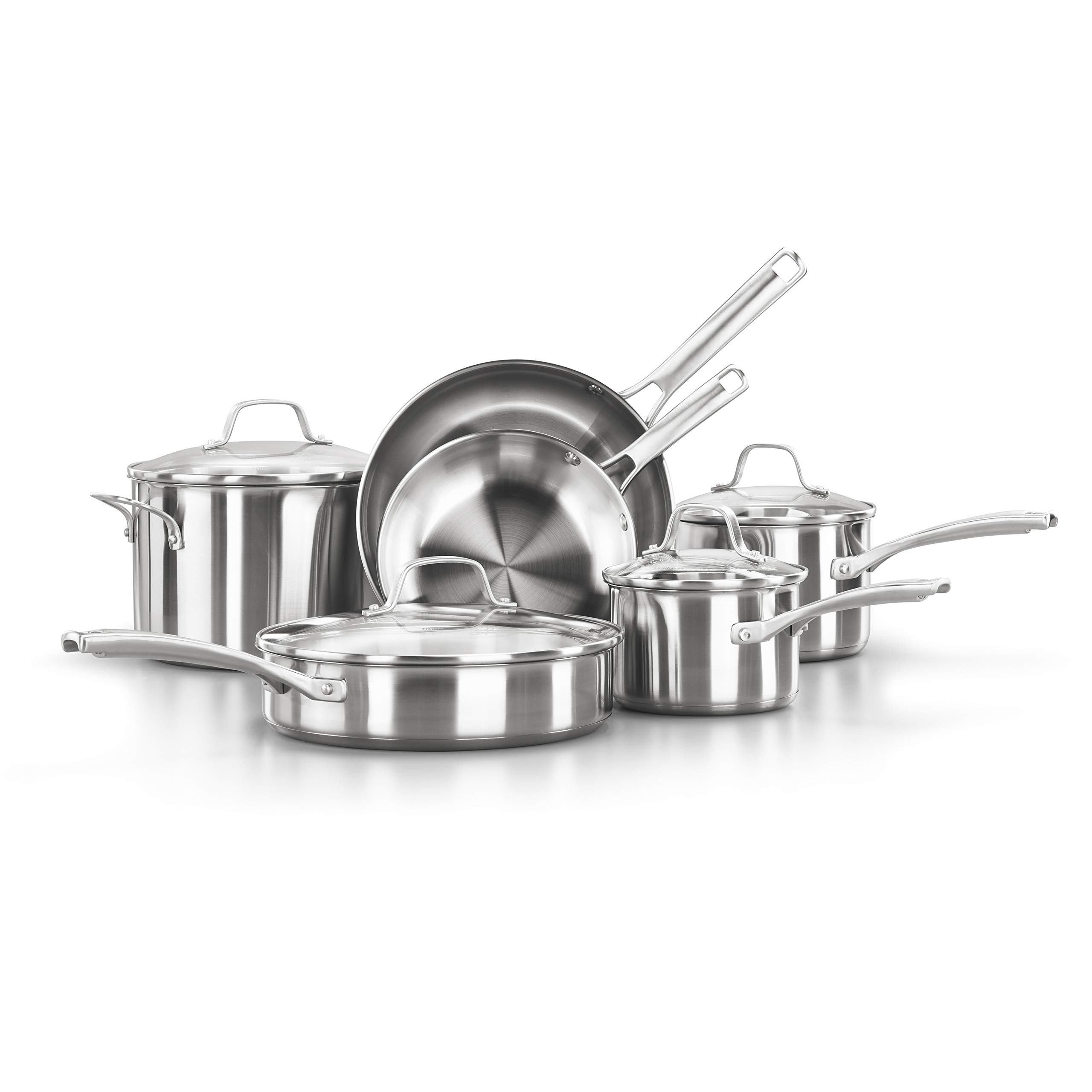 Calphalon Classic Stainless Steel Cookware Set, 10-Piece, Impact-Bonded Aluminum