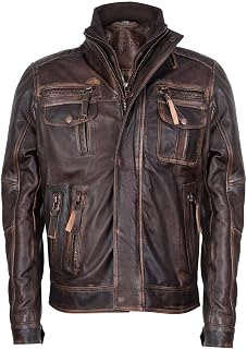 Infinity Men's Black Vintage Brando Leather Biker Jacket
