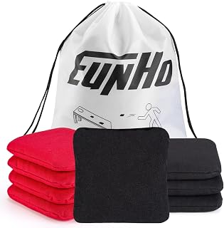 EunHo Cornhole Bean Bags Set of 8 Weather Resistant & Regulation Professional Size/Weight for Cornhole Games with Carry Bag