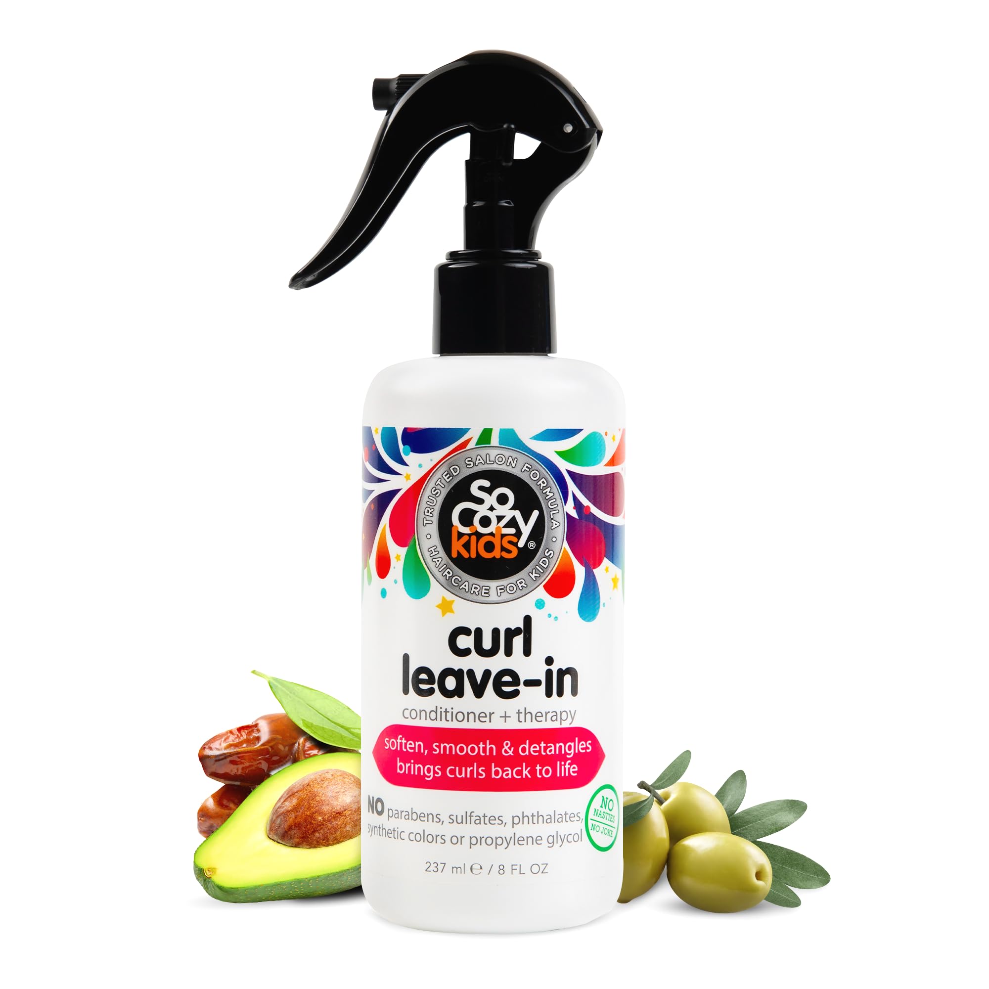 SO COZY Kids Curl Leave In Conditioner + Therapy Spray, 8 Fl Oz | Helps Detangle