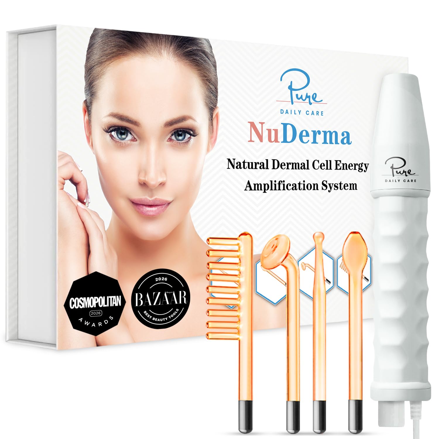 Pure Daily Care NuDerma Handheld Skin Therapy Wand Machine w/Neon – Anti-Aging -