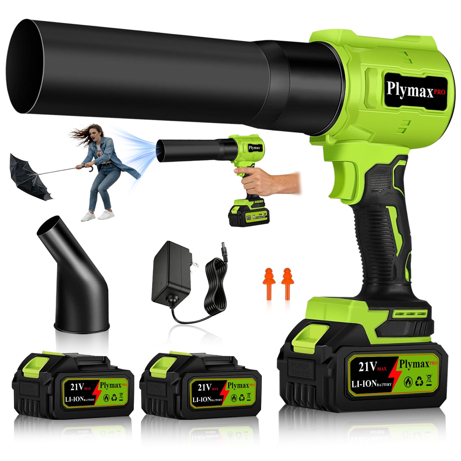 Plymax Cordless Leaf Blower, 800,000 RPM Electric Handheld Blower, Leaf Blower C