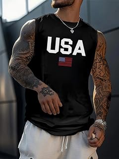 Mens Sleeveless Tank Tops Graphic Tops Casual Summer T-Shirt S-XL