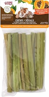 Living World Small Animal Chews - Papaya Stalk Sticks - 10 Pieces