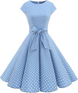 Dressystar Vintage Solid Color Polka Dot 1950s Cap Sleeves Prom Dresses
