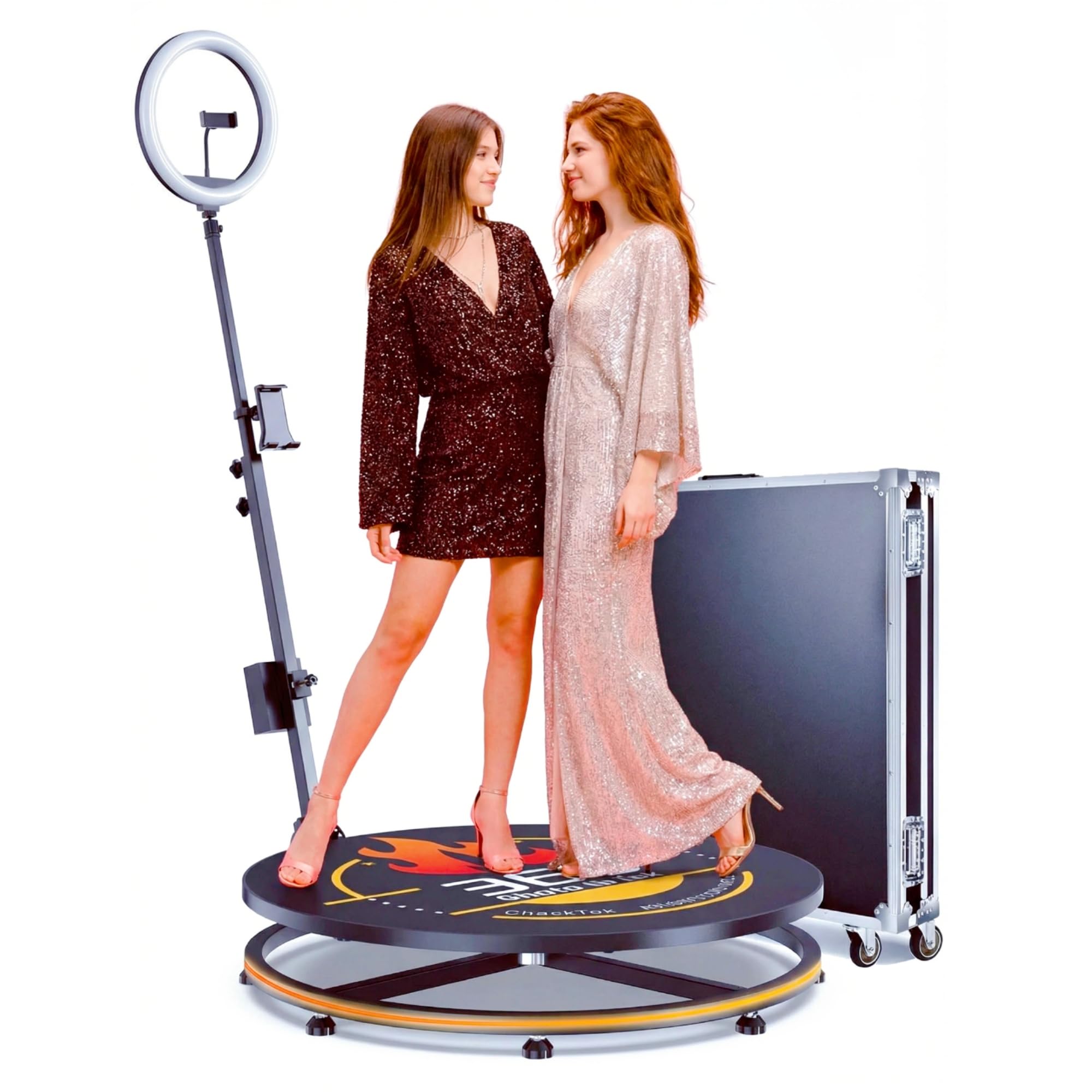 MWE 360 Photo Booth Machine with APP Control & RGB Lights, 31.5" Auto-Spin Video