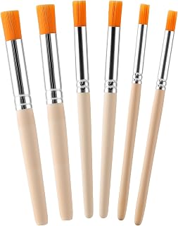TAHULIK 6Pcs Stencil Brush Set, Natural Bristle Paint Brushes, 3 Sizes | For Stencil Painting, Acrylic, Oil, Watercolor, DIY Art Crafts