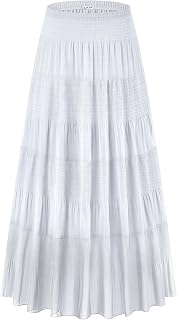 Women's Maxi Skirt with Pockets Casual A Line Pleated Skirt