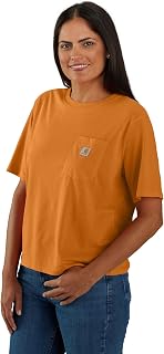 Carhartt T-Shirt da Donna a Maniche Corte con Tasca a Maniche Corte Serie Tencel Fiber (Disponibile Anche in Taglie Forti)