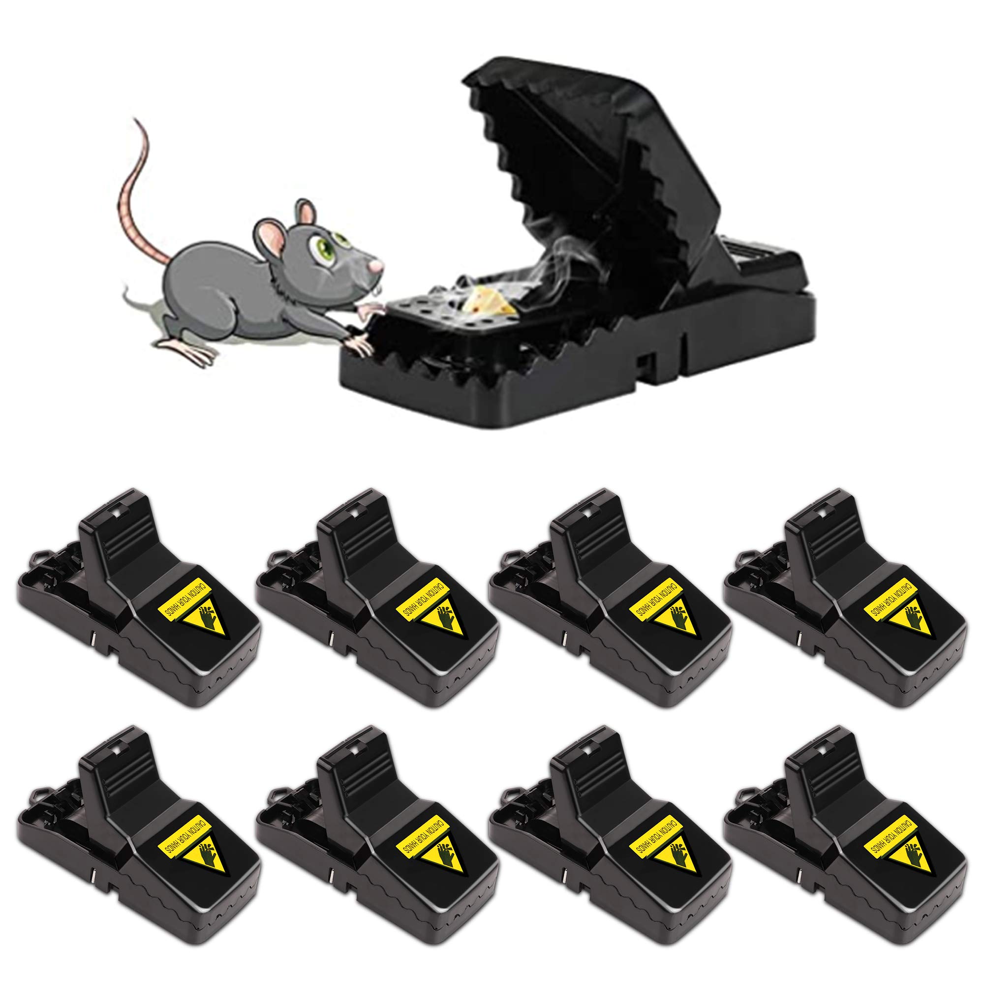 Mouse Traps 8 Pack - Humane Instant Catch Reusable Indoor/Outdoor Snap Traps for