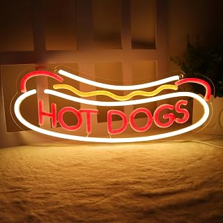 Balanar HOT DOGS Neon Signs for Wall Decor Neon Lights for HOT DOGS Shop Led Business Signs Suitable for Fast Food shops Christmas Birthday Party Gift Led Art Wall Hanging Decorative Lights