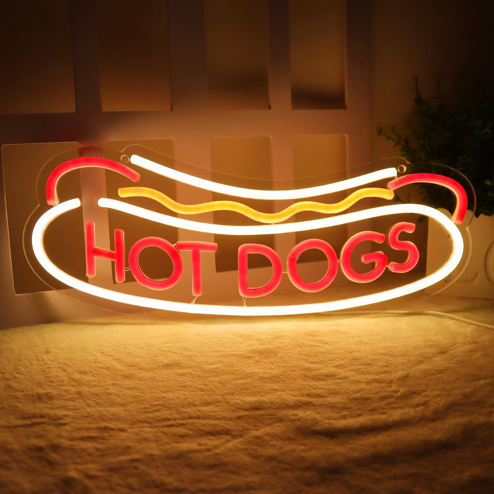 Balanar HOT DOGS Neon Signs for Wall Decor Neon Lights for HOT DOGS Shop Led Bus