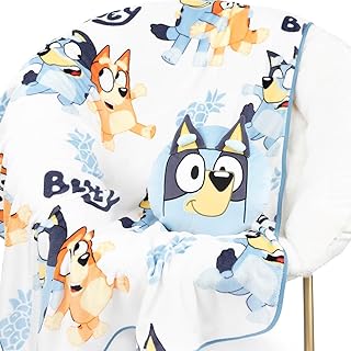 Bluey & Bingo Nogginz Set - 40 x 50 Inch Lightweight Travel Throw Blanket & Pillow - Kids Super Soft 2 Piece Bedding Set