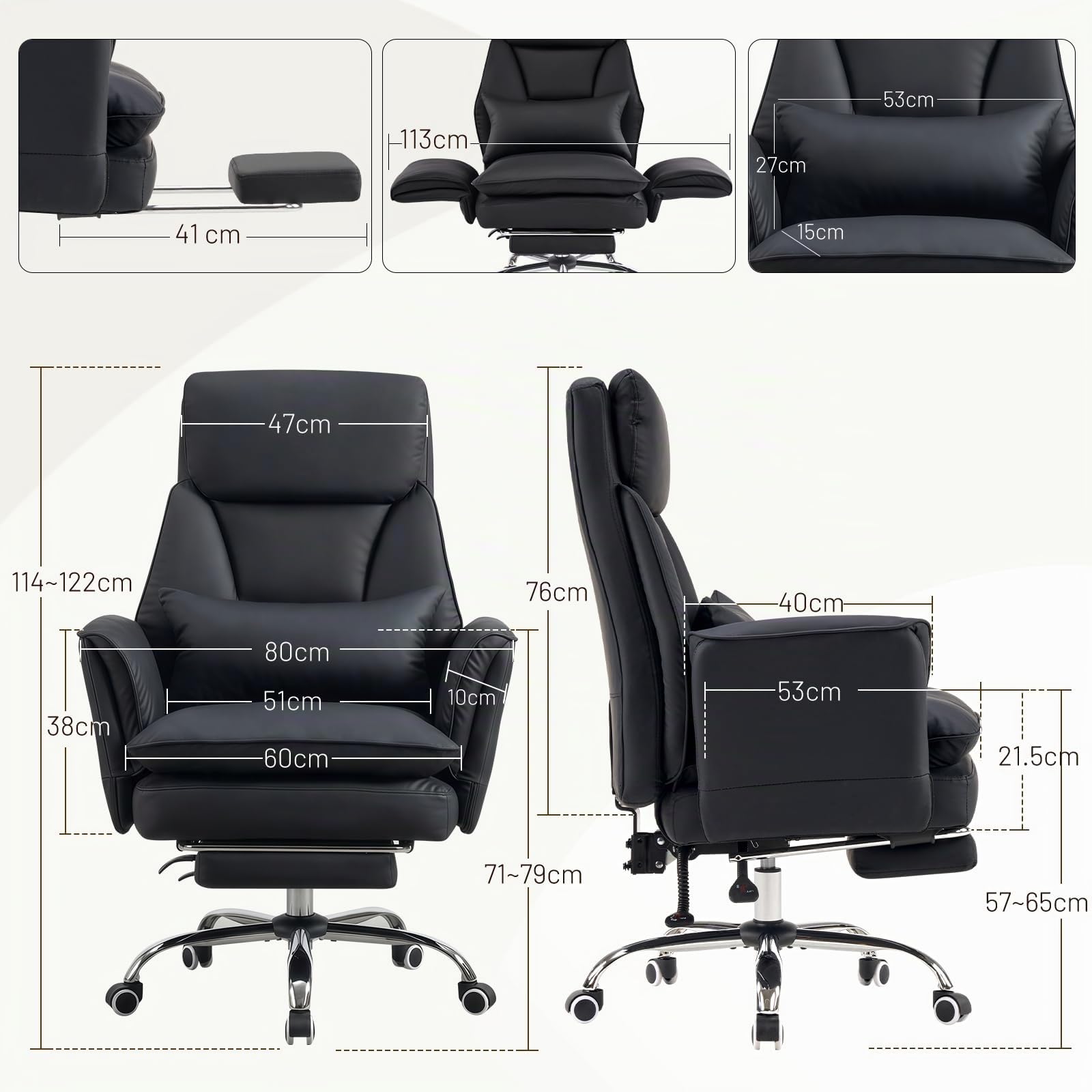Office Chair with Adjustable 5 Levels Armrest, Ergonomic Office Chair with Footr