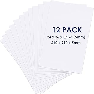 Foam Board 24 x 36 x 3/16"(5mm), Foam Core Board Sheets, White Poster Board | 12 Pack, Acid Free Foamboard, Rigid Sign Board for Mounting, Framing, Backing, Display, Presentation, Prints, Crafts & Art