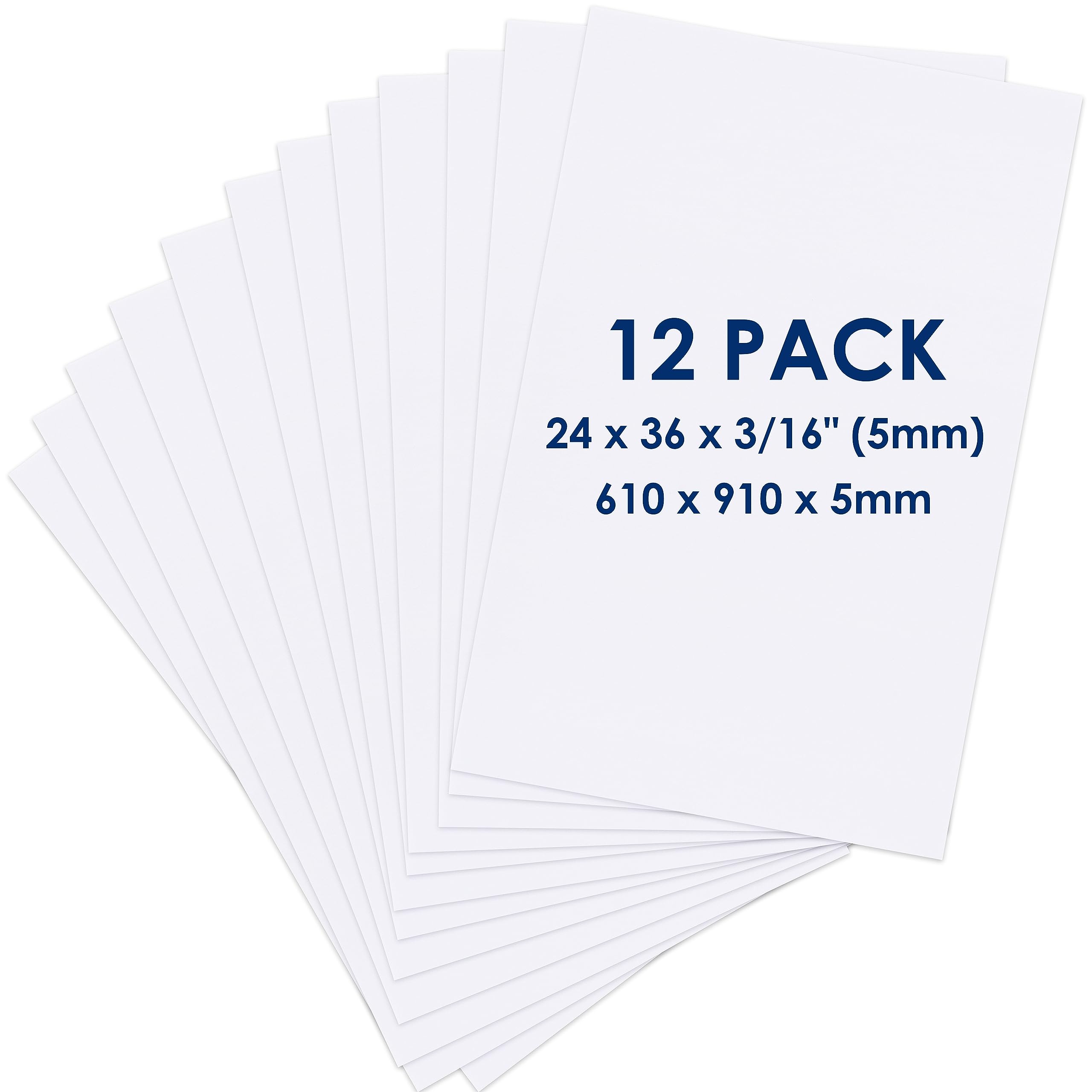 Foam Board 24 x 36 x 3/16"(5mm), Foam Core Board Sheets, White Poster Board | 12
