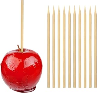 HANSGO 100PCS Wooden Candy Apple Sticks, 5 mm 7 inch Caramel Apple Sticks | Caramel Apple Cotton Sticks Semi Pointed Lollipop Skewer for Festival Party Favor BBQ Corn Dog