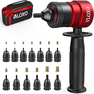 VLOXO Rivet Nut Drill Adapter for Electric Drill Upgraded Rivet Gun Kit | 13 Different Iron Heads and 245 pcs Rivnuts Professional Rivet Nut Tool Kits Include Case for Construction Maintenance