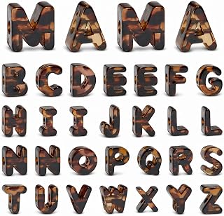 32 Pcs Chunky Bubble Letter Beads, Large Letter Beads for Keychain | Extra Popular-Name Letters, Amber UV Jelly Shine, 6mm Large Hole for Paracord Bag Charms, Keychains, Lanyards