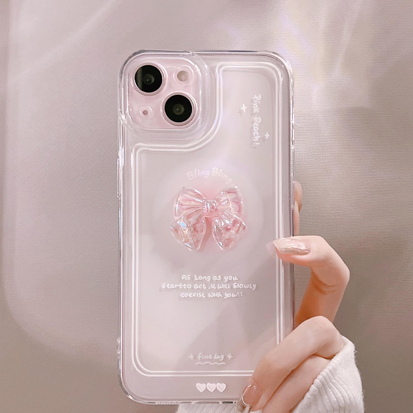 iphone 14 case pink bow 3D case for women girls soft tpu shockproof protective c