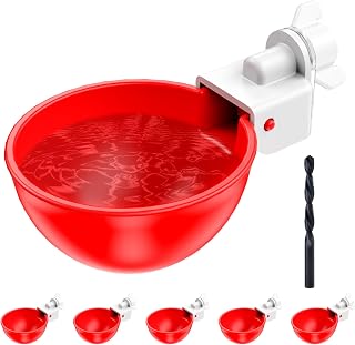 Chicken Waterer Cups, Automatic DIY Chicken Water Bowl 6 Pack | Chicken Flock Waterer Cups with 3/8'' Hole Saw for Bucket, Trough, Easy Install